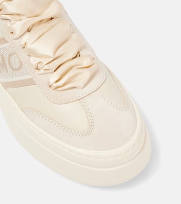 Suede-trimmed leather platform sneakers | Ferragamo