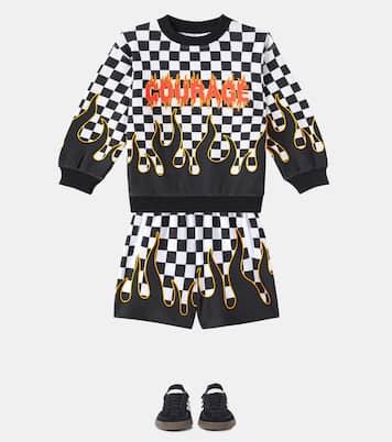 Amil checked cotton jersey Bermuda shorts | Molo