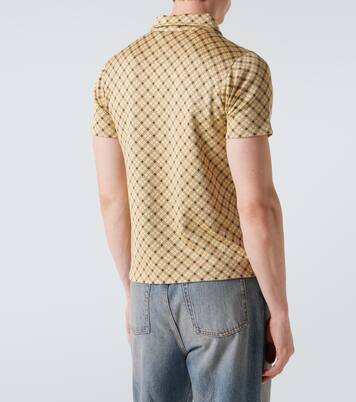 Checked silk piqué polo shirt | Miu Miu