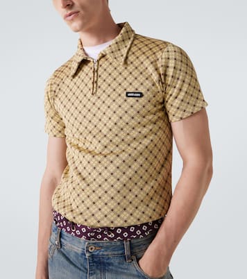 Checked silk piqué polo shirt | Miu Miu