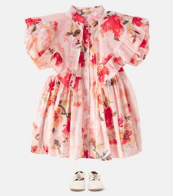Floral puff-sleeve cotton dress | Petite Amalie  