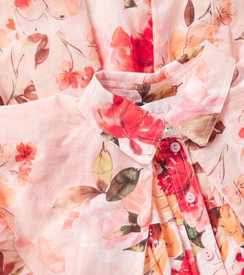 Floral puff-sleeve cotton dress | Petite Amalie  