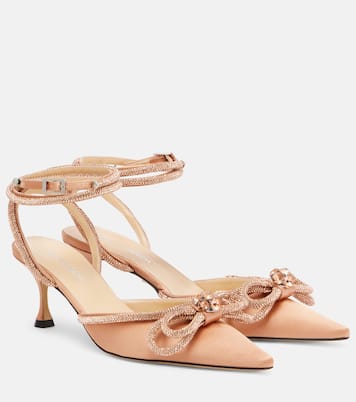 Double Bow 65 embellished satin pumps | Mach & Mach
