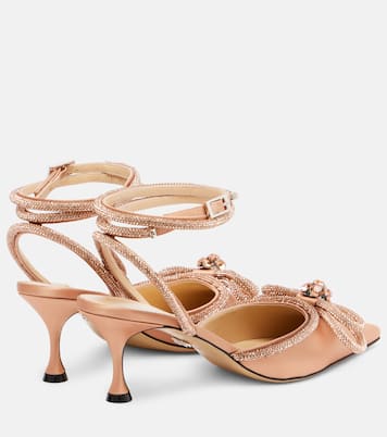 Double Bow 65 embellished satin pumps | Mach & Mach