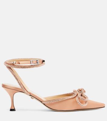 Double Bow 65 embellished satin pumps | Mach & Mach