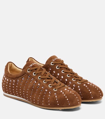 Sneakers Ballet Runner aus Veloursleder mit Kristallen | Mach & Mach