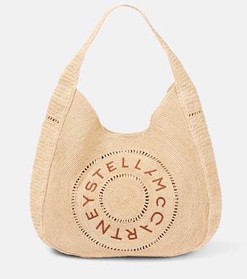 Logo embroidered raffia tote bag | Stella McCartney