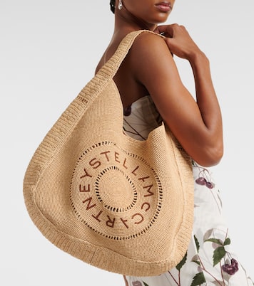 Logo embroidered raffia tote bag | Stella McCartney