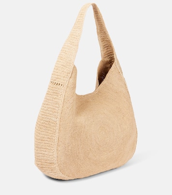 Logo embroidered raffia tote bag | Stella McCartney
