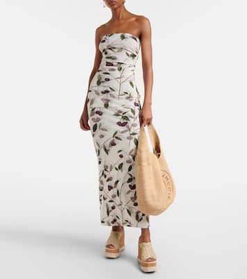 Logo embroidered raffia tote bag | Stella McCartney