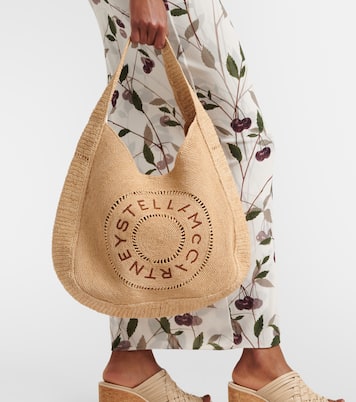 Logo embroidered raffia tote bag | Stella McCartney