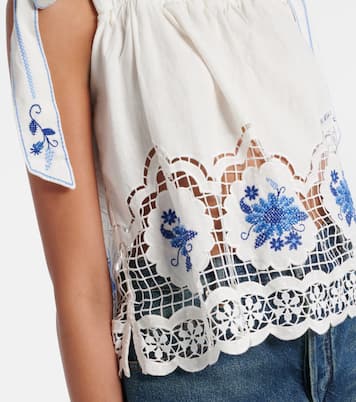 Top Jardin de Rêve aus einem Leinengemisch | Farm Rio