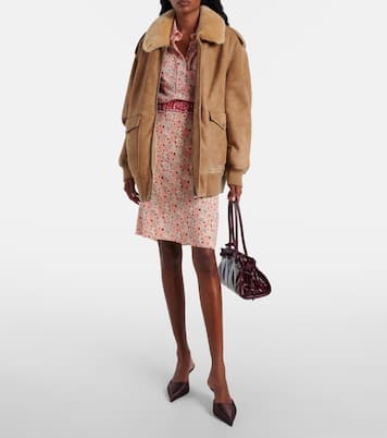 Falda tubo en mezcla de seda floral | Prada