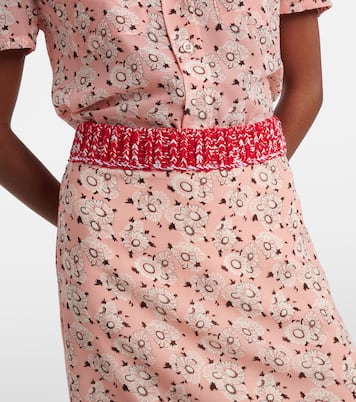 Falda tubo en mezcla de seda floral | Prada