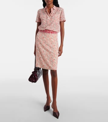 Falda tubo en mezcla de seda floral | Prada