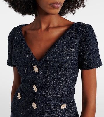 Robe longue en bouclé et satin à ornements | Self-Portrait