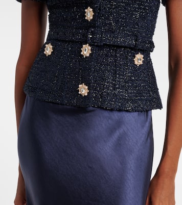 Robe longue en bouclé et satin à ornements | Self-Portrait