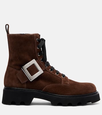 Suede lace-up ankle boots | Roger Vivier
