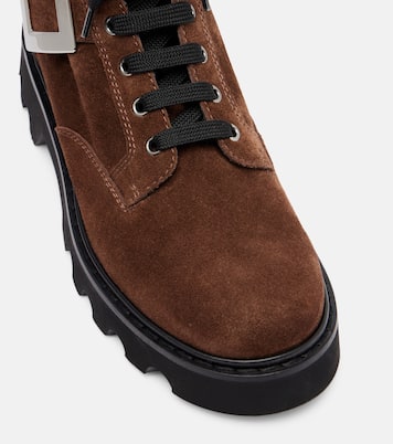 Suede lace-up ankle boots | Roger Vivier