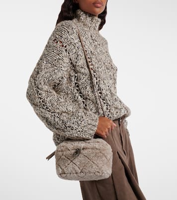 Quilted shearling vanity bag | Brunello Cucinelli