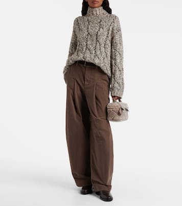 Quilted shearling vanity bag | Brunello Cucinelli