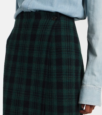 Checked fringed wool-blend wrap skirt | Polo Ralph Lauren