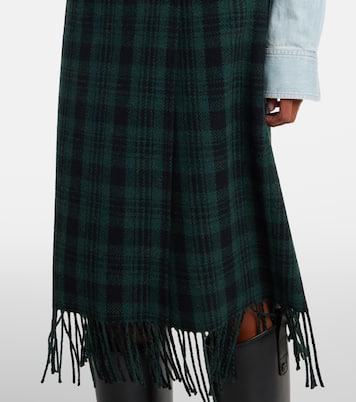 Checked fringed wool-blend wrap skirt | Polo Ralph Lauren