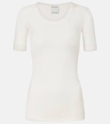 Ribbed-knit cotton-blend top | Calvin Klein Collection