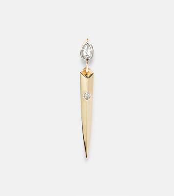 14kt gold single earring with diamonds | Rainbow K