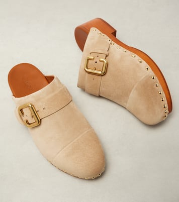 Jeannette 40 embellished suede clogs | Chloé