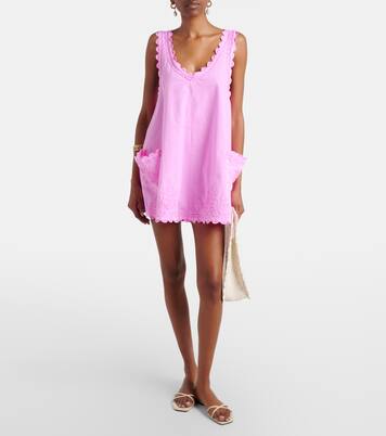 Abito corto in popeline di cotone con ricamo | Juliet Dunn