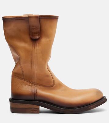 Foule leather ankle boots | Miu Miu