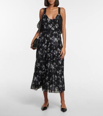 Robe midi Talayah en coton et soie à fleurs | Brock Collection