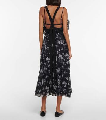 Robe midi Talayah en coton et soie à fleurs | Brock Collection