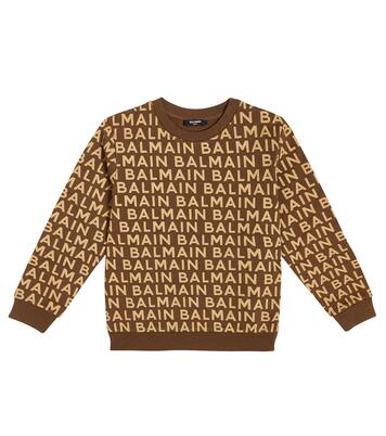 Logo printed cotton sweatshirt | Balmain Kids