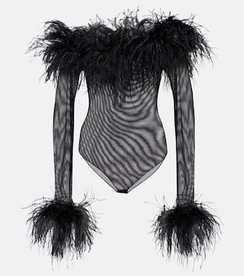Body aus Mesh mit Federn | Oséree
