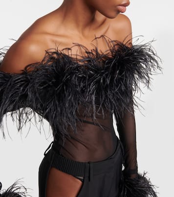 Body aus Mesh mit Federn | Oséree
