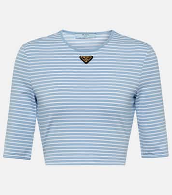 Logo cotton-blend crop top | Prada