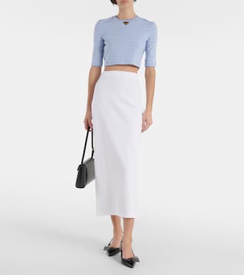 Logo cotton-blend crop top | Prada