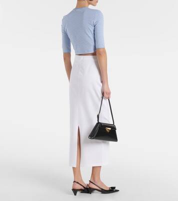 Logo cotton-blend crop top | Prada