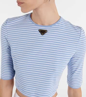 Logo cotton-blend crop top | Prada