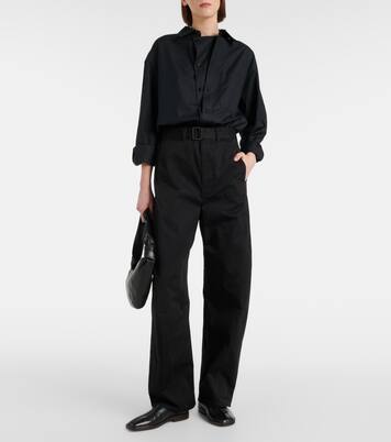 Pantalon ample à taille mi-haute en coton | Lemaire