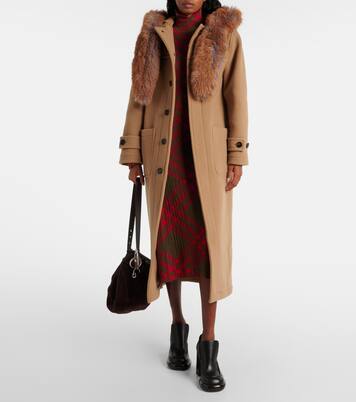 Abrigo de lana con pelo sintético | Burberry