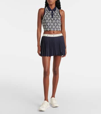 Cropped intarsia polo shirt | Tory Sport