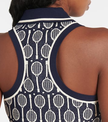 Cropped intarsia polo shirt | Tory Sport