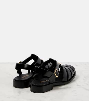 Brushed leather fisherman sandals | Prada