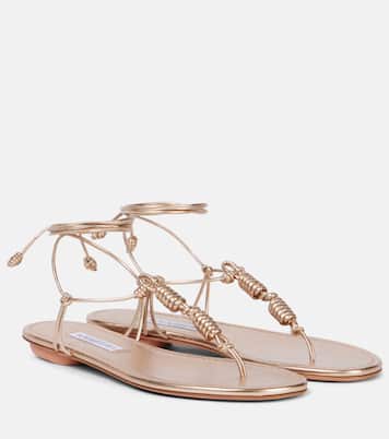 Oaxaca metallic leather thong sandals | Aquazzura