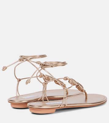 Oaxaca metallic leather thong sandals | Aquazzura