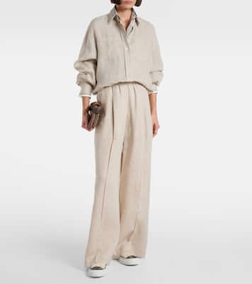 Suede-trimmed canvas sneakers | Brunello Cucinelli