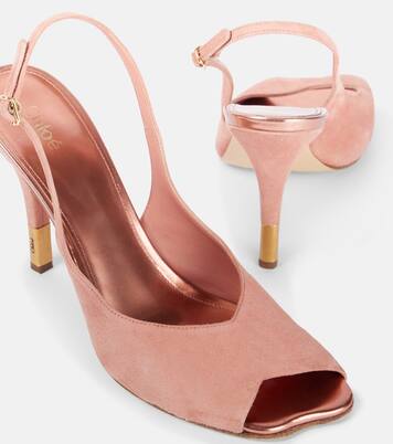 Flower 95 suede peep-toe pumps | Chloé